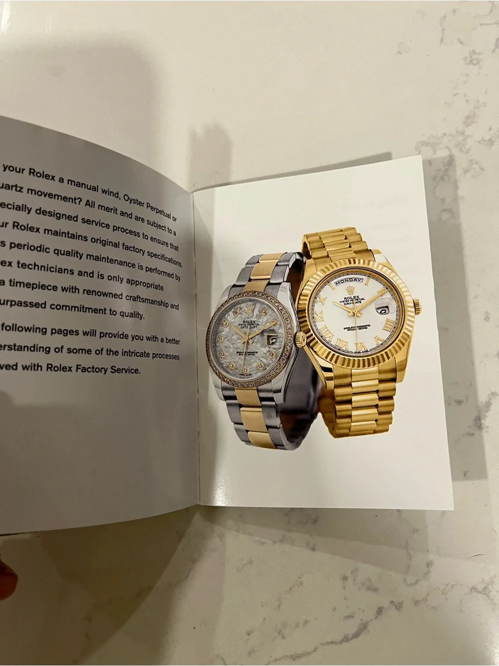 Genuine Rolex Factory Service Booklet - Gold Cover